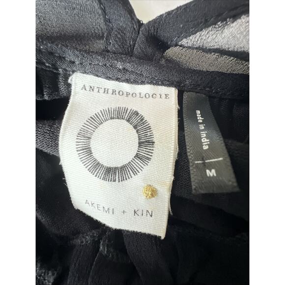 Anthropologie Akemi + Kin Louise Black Embroidered Floral Blouse Size Medium - Picture 11 of 16
